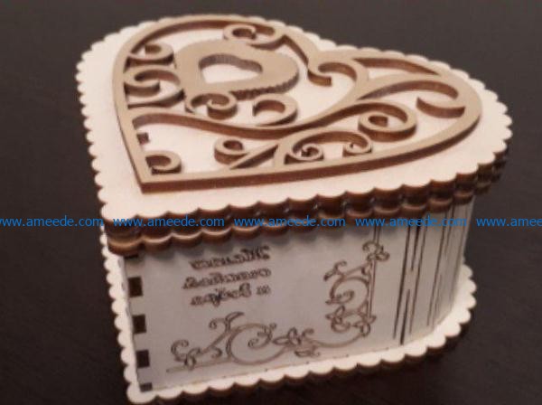 Wooden Heart Box file cdr and dxf free vector download for Laser cut CNC