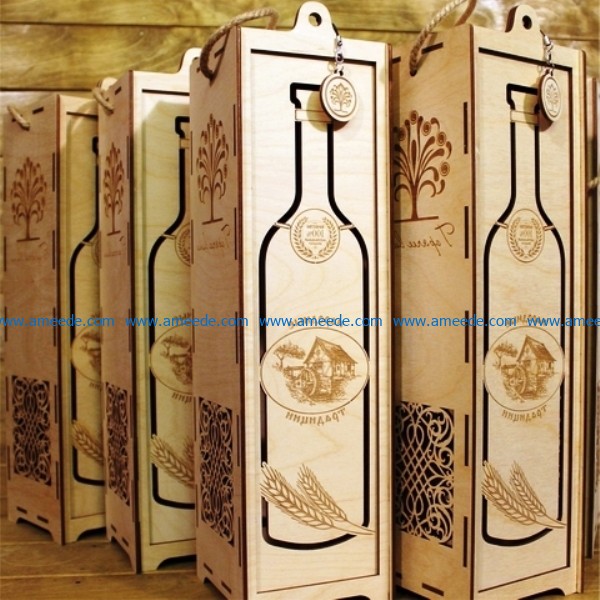 Wooden box for wine file cdr and dxf free vector download for CNC cut