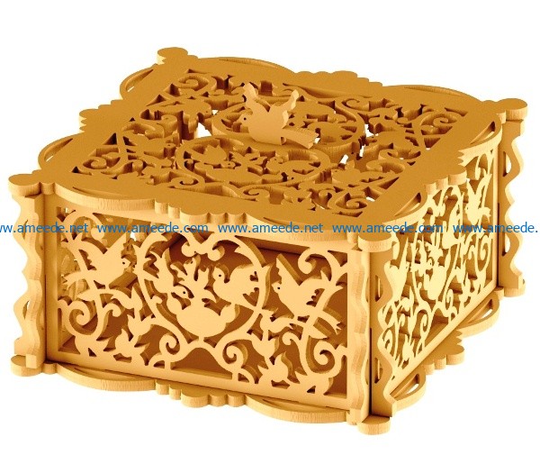 Wooden box with bird file cdr and dxf free vector download for Laser cut CNCmotifs