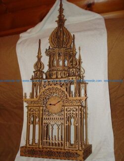 Wooden clock tower file cdr and dxf free vector download for Laser cut