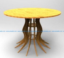 Wooden round dining table free vector download for Laser cut CNC