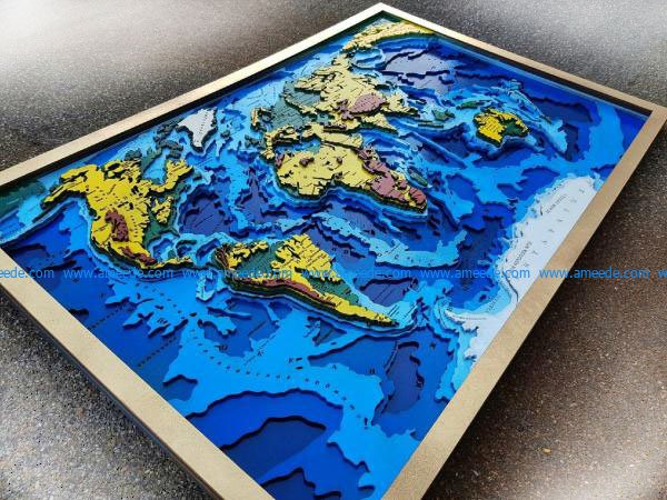 World map model design free vector download for Laser cut CNC