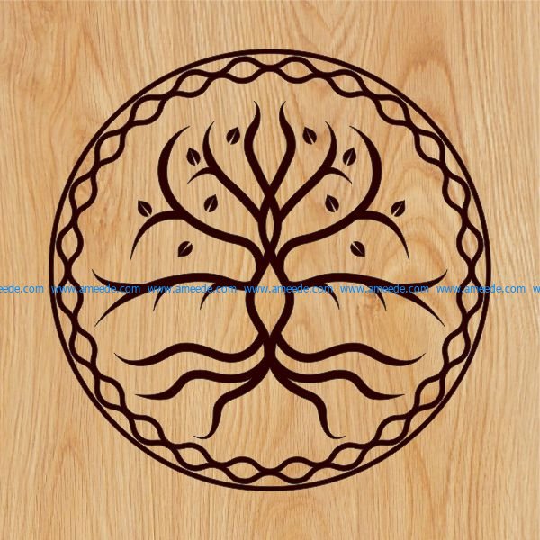 Young trees in circle shape file cdr and dxf free vector download for print or laser engraving machines
