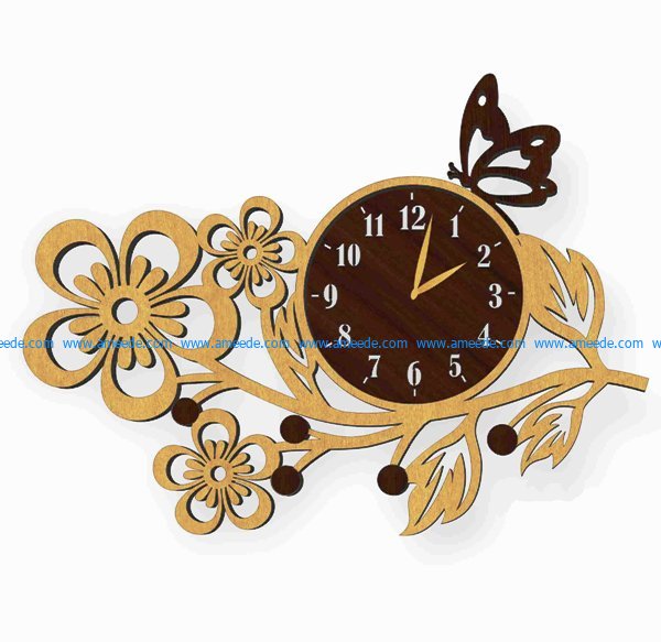 a butterfly perched on a watch file cdr and dxf free vector download for Laser cut plasma
