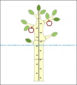 apple tree height measure file cdr and dxf free vector download for Laser cut CNC