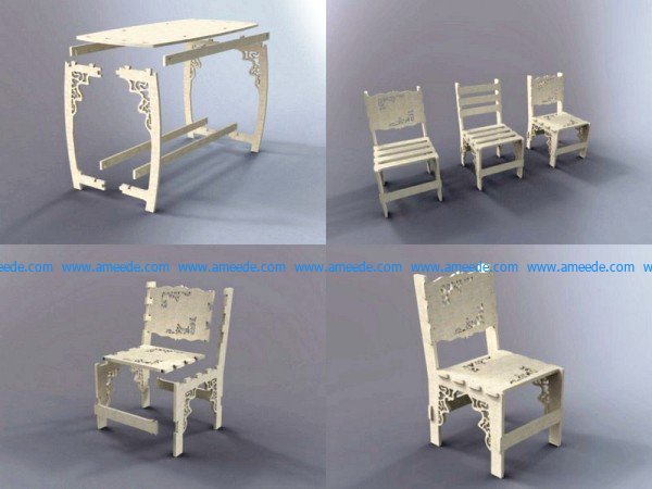 assembled wooden furniture and tables file cdr and dxf free vector download for Laser cut CNC