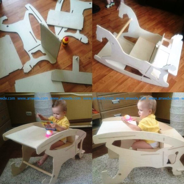 assembling a toddler's feeding chair file cdr and dxf free vector download for Laser cut CNC