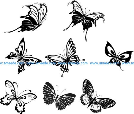 beautiful butterflies file cdr and dxf free vector download for printers or laser engraving machines