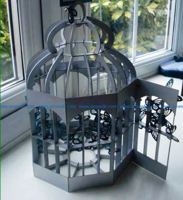 bird cage file cdr and dxf free vector download for Laser cut CNC