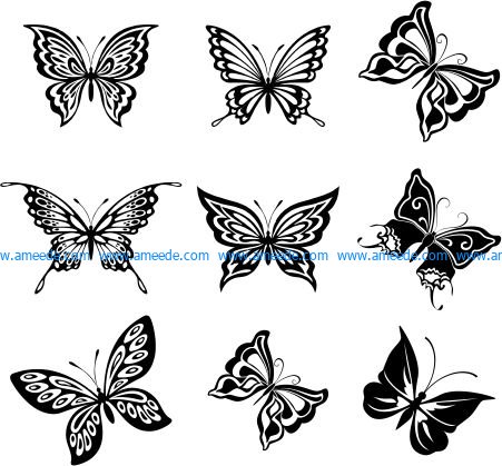 butterfly pattern file cdr and dxf free vector download for printers or laser engraving machines