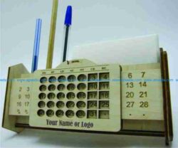 calendar view box and pens file cdr and dxf free vector download for Laser cut CNC