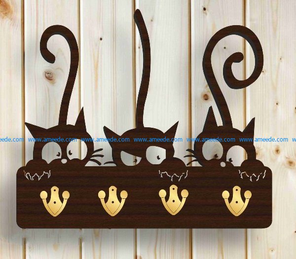 cat with a hanging hook file cdr and dxf free vector download for Laser cut CNC
