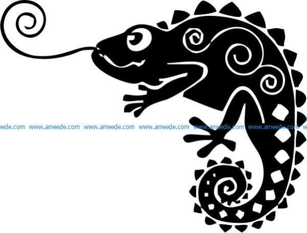 chameleon file cdr and dxf free vector download for print or laser engraving machines