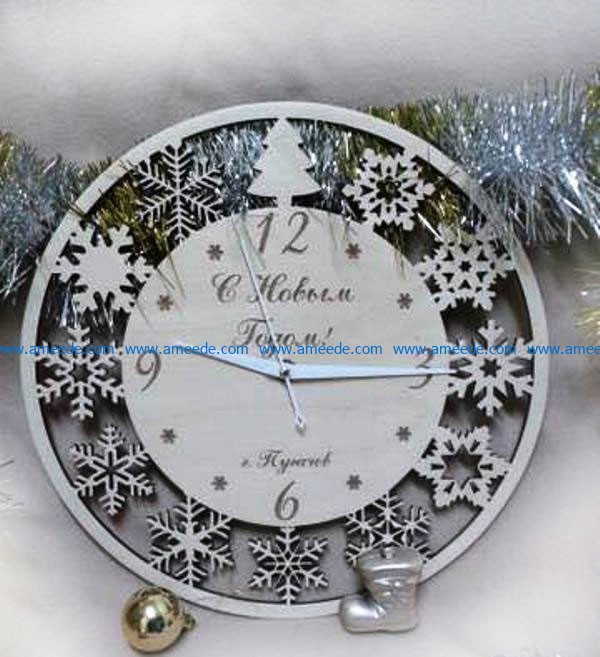 christmas wall clock free vector download for Laser cut CNC