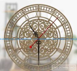 clock roman pattern wall file cdr and dxf free vector download for Laser cut CNC
