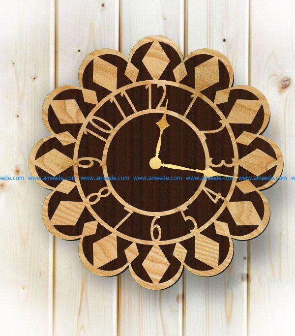 clock shaped sunflower file cdr and dxf free vector download for Laser cut plasma