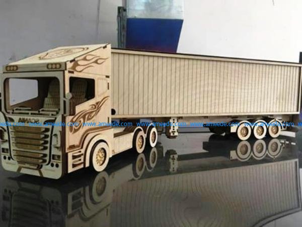 container truck file cdr and dxf free vector download for Laser cut CNC