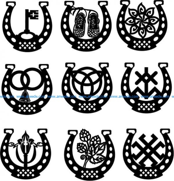 creative horseshoe set file cdr and dxf free vector download for Laser cut