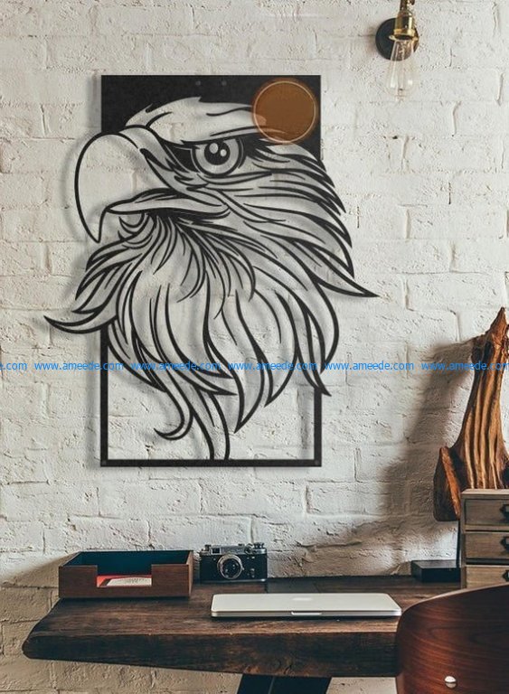 decorate the eagle's head in the room free vector download for Laser cut CNC