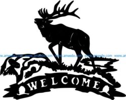 deer well come file cdr and dxf free vector download for Laser cut Plasma file Decal