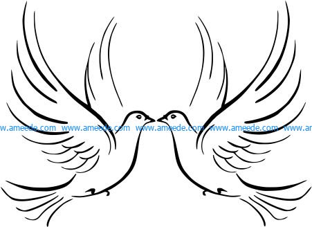 double pigeon symbol of fidelity file cdr and dxf free vector download for printers or laser