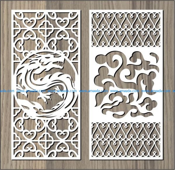 dragon and cloud pattern free vector download for Laser cut CNC