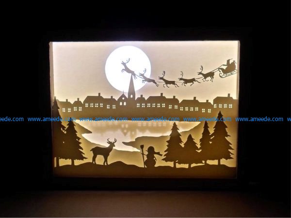 electric paintings of old man snow and reindeer herd free vector download for Laser cut CNC