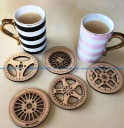 Wheel coasters file cdr and dxf free vector download for Laser cut