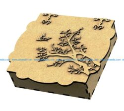 gift box shaped apricot tree file cdr and dxf free vector download for Laser cut CNC