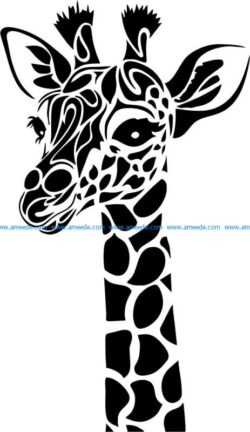 giraffe head file cdr and dxf free vector download for print or laser engraving machines