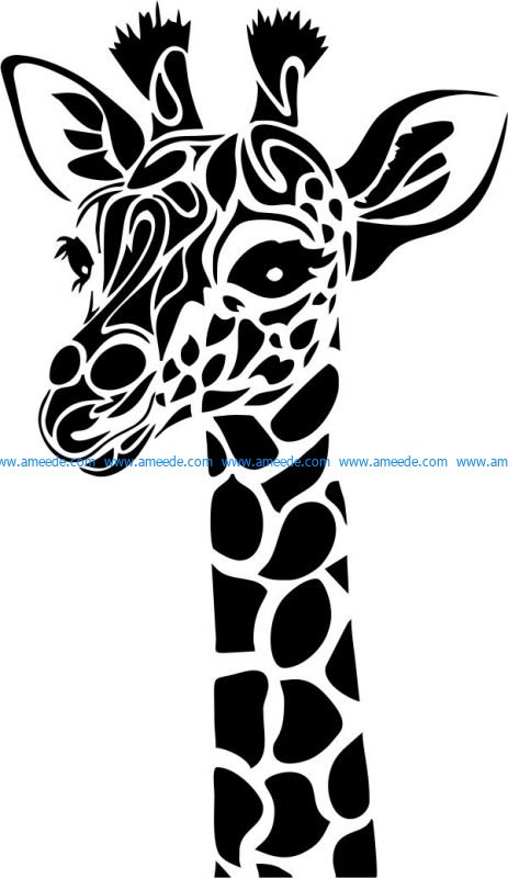 giraffe head file cdr and dxf free vector download for print or laser ...