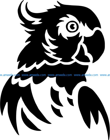 green parrot head file cdr and dxf free vector download for printers or laser engraving machines