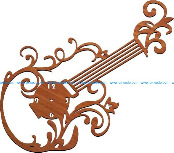 guitar clock file cdr and dxf free vector download for Laser cut plasma