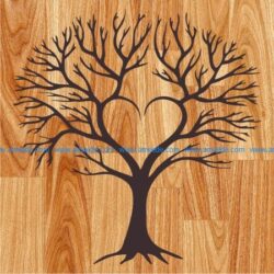 heart tree art tree file cdr and dxf free vector download for print or laser engraving machines