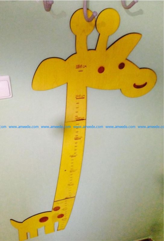 height measure for giraffe-shaped children free vector download for laser cut cnc