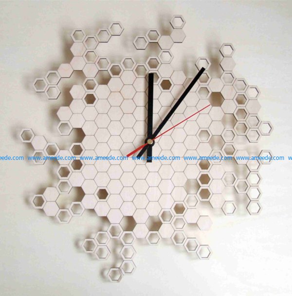 honeycomb wall clock file cdr and dxf free vector download for Laser cut CNC