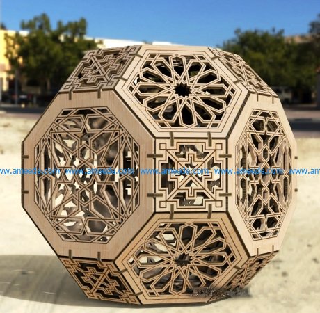 Hexagon sphere lamp file cdr and dxf free vector download for Laser cut CNC