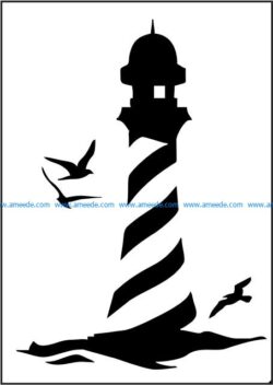 lighthouses and seagulls file cdr and dxf free vector download for printers or laser engraving machines