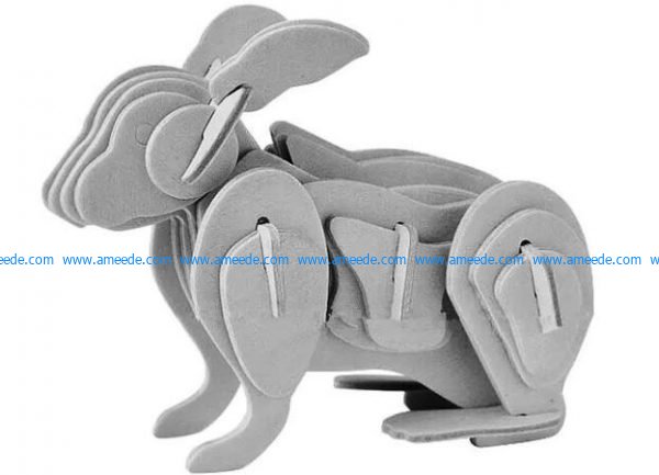 3D Rabbit puzzlefile cdr and dxf free vector download for Laser cut CNC