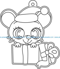 mouse and gift box file cdr and dxf free vector download for printers or laser engraving machines