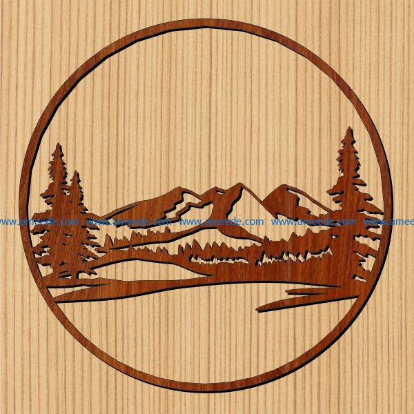 northern mountain forest file cdr and dxf free vector download for Laser cut CNC
