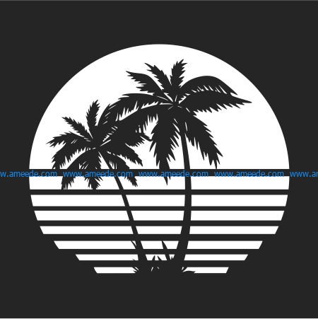 palm tree image file cdr and dxf free vector download for Laser cut Plasma file Decal