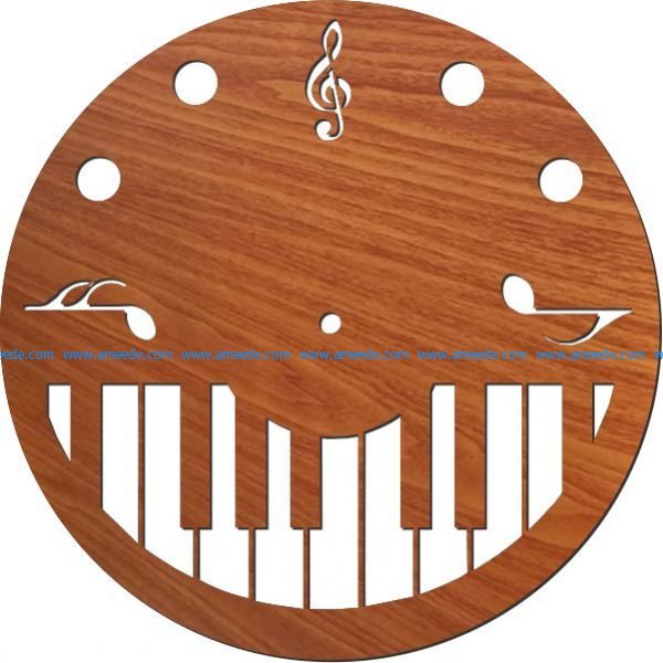 piano wall clock file cdr and dxf free vector download for Laser cut plasma