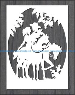 picture on horseback file cdr and dxf free vector download for print or laser engraving machines