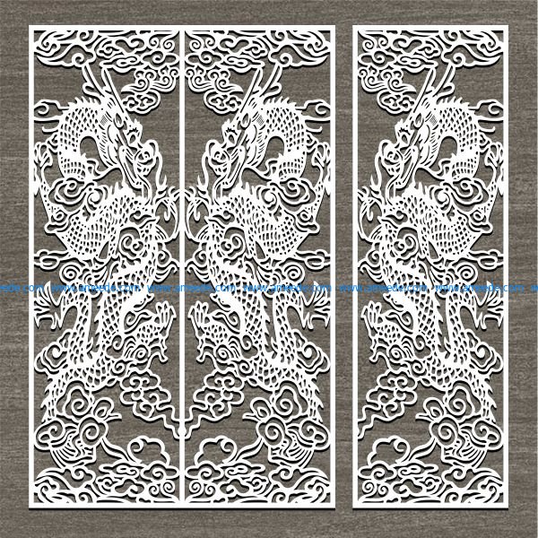 screen style dragon oriental free vector download for Laser cut CNC