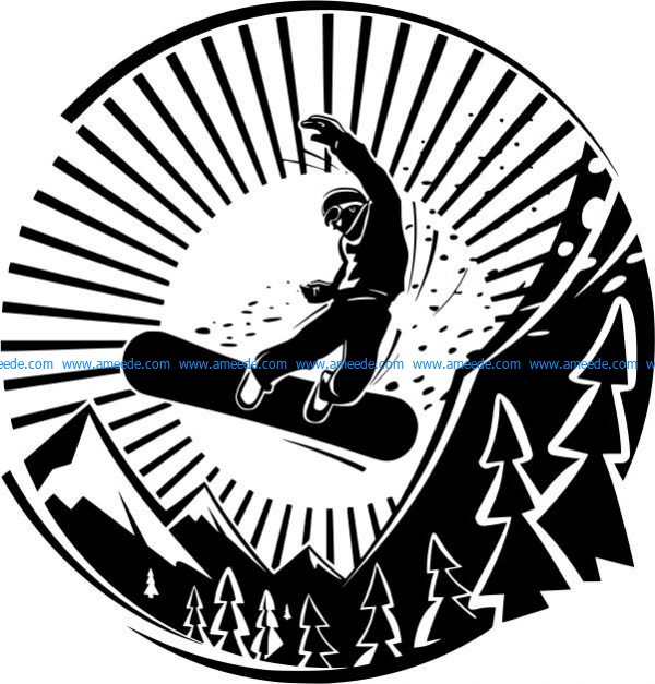 skier star file cdr and dxf free vector download for print or laser engraving machines