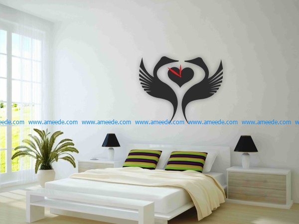 the swan clock in the bedroom file cdr and dxf free vector download for Laser cut plasma