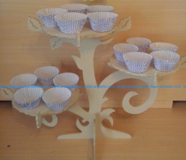 tree shaped cake tray with 3 floors free vector download for Laser cut CNC