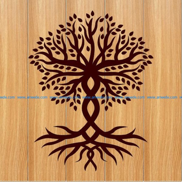 two-trunk tree file cdr and dxf free vector download for print or laser engraving machines