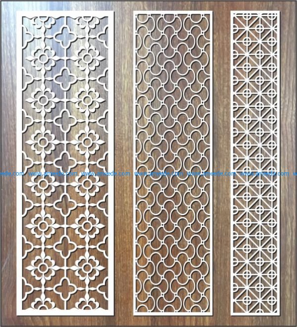 vertical column fish flower pattern file cdr and dxf free vector download for Laser cut CNC